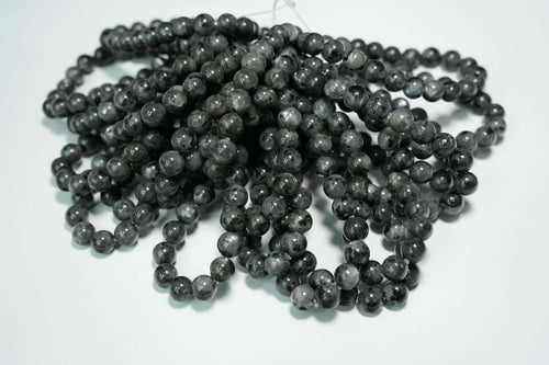 8mm-Black Flash-Round Beads